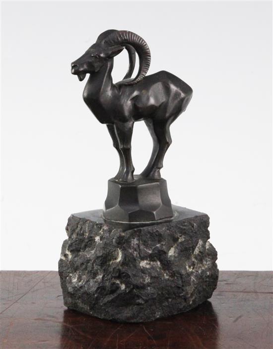 An Art Deco bronze model of a stylised oryx, 6in.